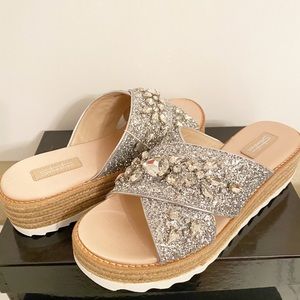 Sebastian Milano Rhinestone + Glitter Sparkle Slides